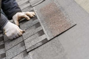 Homeowner checks roof and gutters from the ground before leaving for vacation.